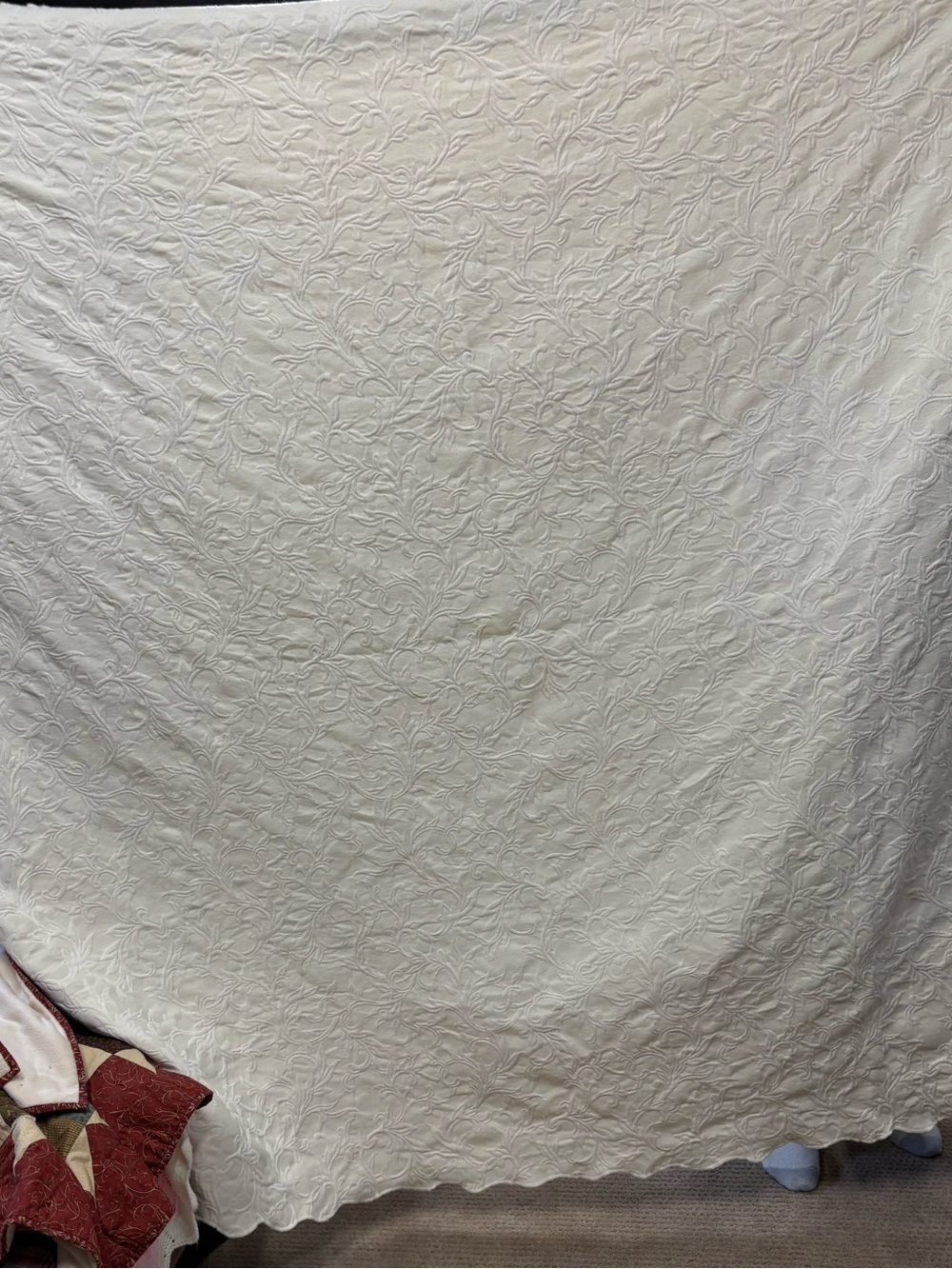 Home Collection Cream Brocade Comforter with Floral Matelassé